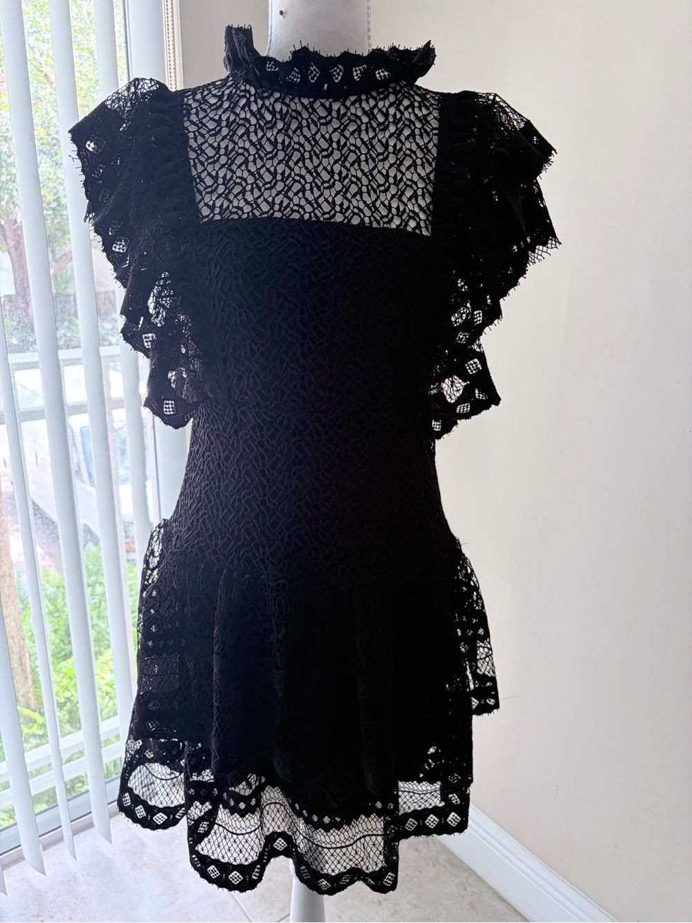 Anine Bing Black Lace Ruffle Sleeve Top - Picture 4 of 10